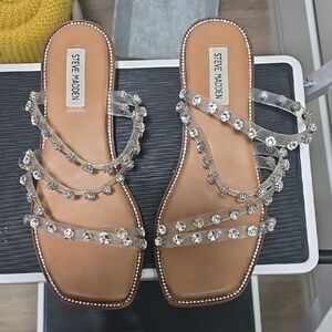Steve Madden Studded Sandals with Clear Crystal Straps